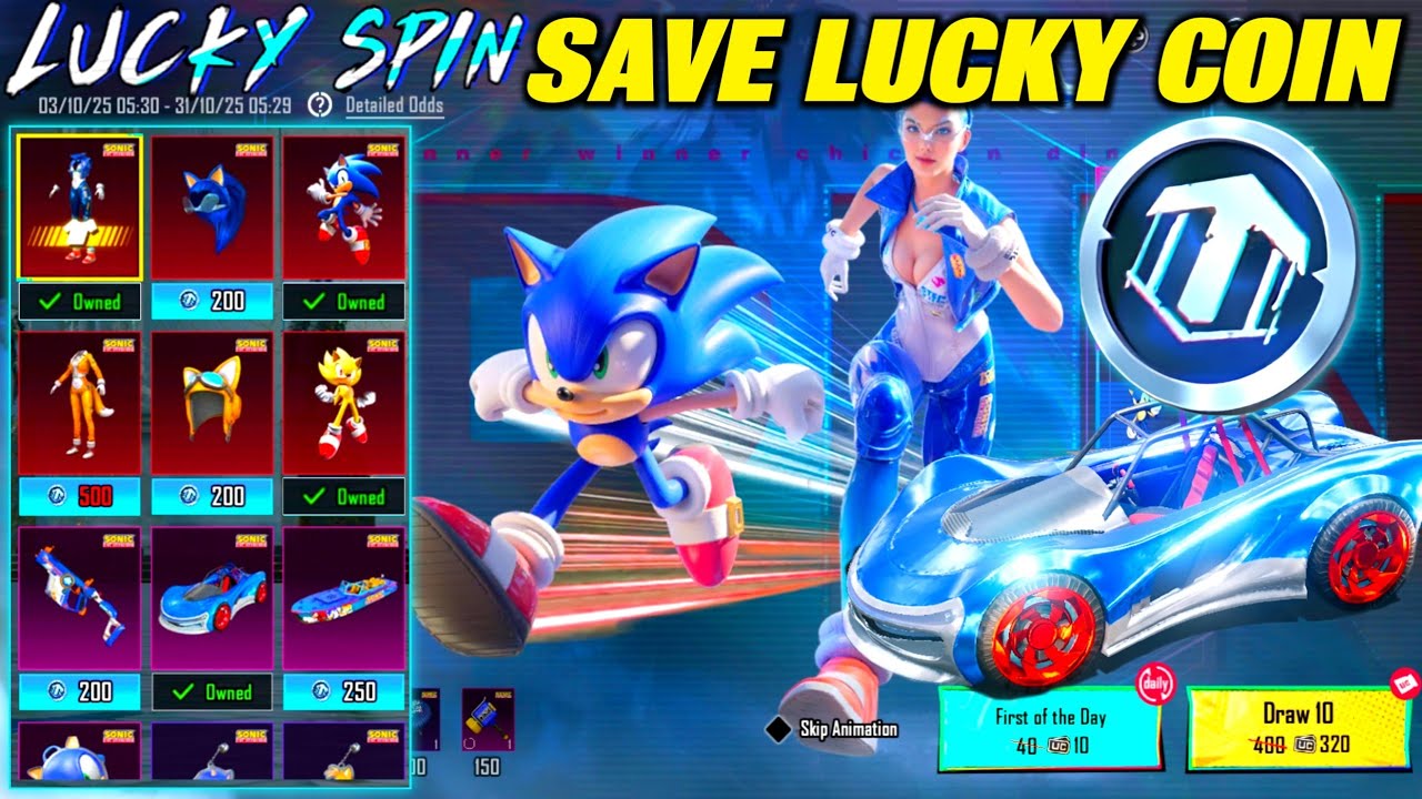 BGMI Sonic Lucky Spin Best Reward Redeem | Sonic Buddy | Redeem Sonic Buggy Skin