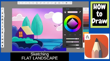 How to draw flat landscape illustration | Autodesk Sketchbook Drawing | Scenery Drawing [Time-lapse]