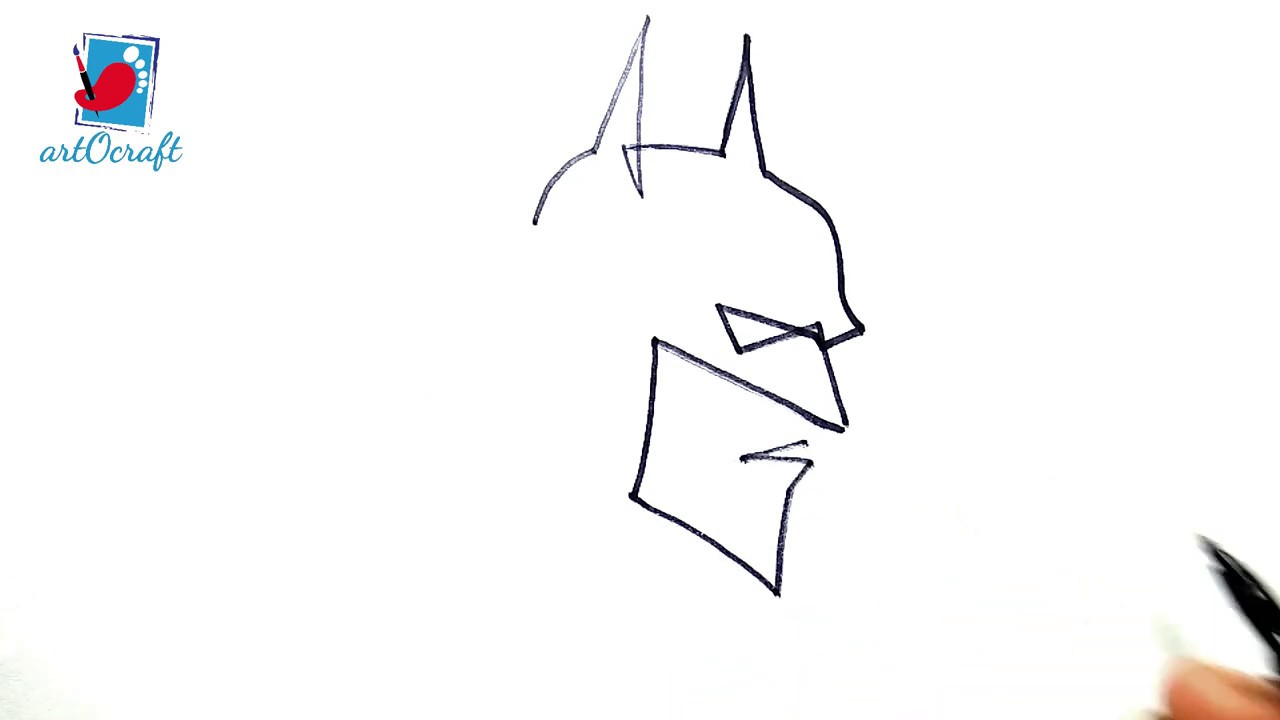 One line drawing of Batman Step by Step - YouTube