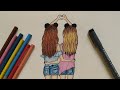 كيفية رسم افضل صديقات (Best friends) خطوة بخطوة