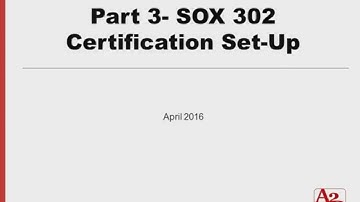 #33 | Part 3 - SOX 302 Certification Set-up