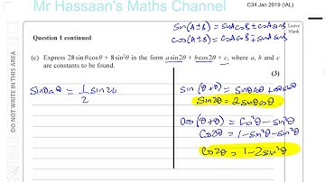 EDEXCEL IAL C34  JAN 2019 Q1c   Trig Identities
