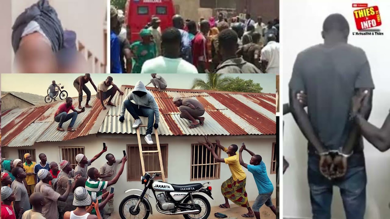 Pourchassé par la foule, le faux policier - voleur monte sur le Toit