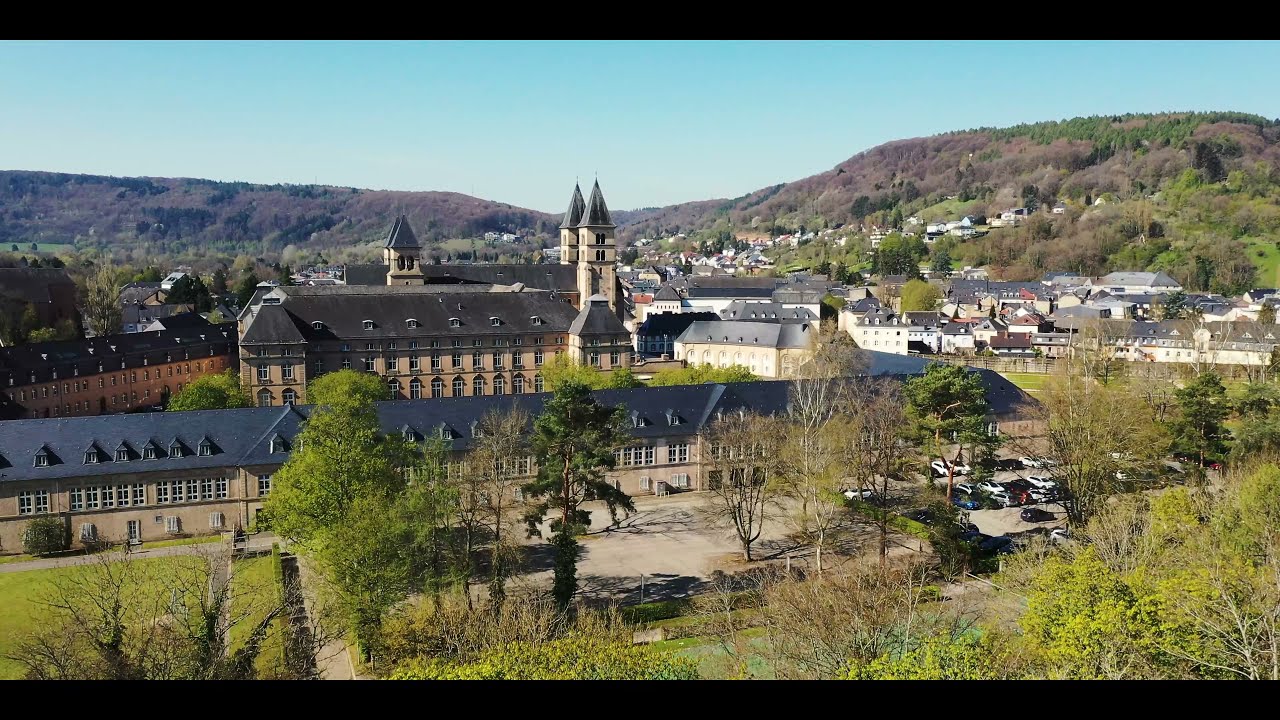 Echternach and lake in Luxembourg by drone