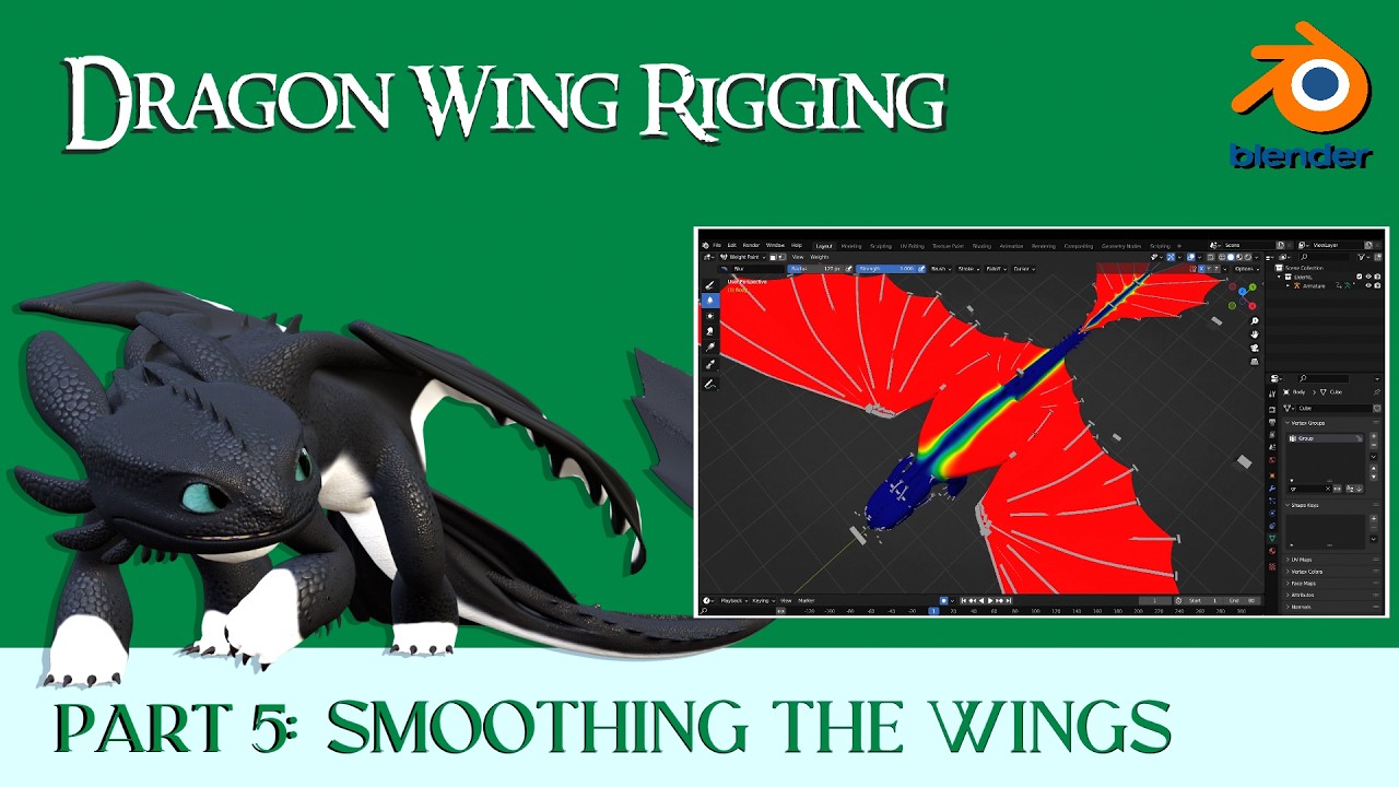 Dragon Wing Rigging | Part 5 - Smoothing the Wings | Blender 3D ...