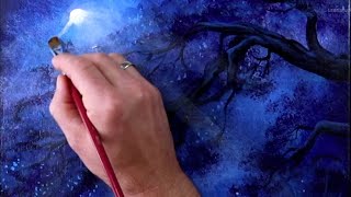 Bowing to the Moon | Night Tree | Narrated | Step by Step Acrylic Landscape Painting Tutorial