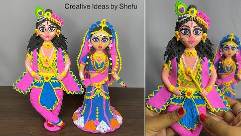 DIY how to make Shri Krishna & Radha Rani idol with clay || Radha Krishna idol making