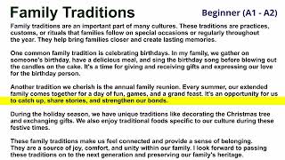 61. Family Traditions (Beginner A1-A2) - English Reading Practice