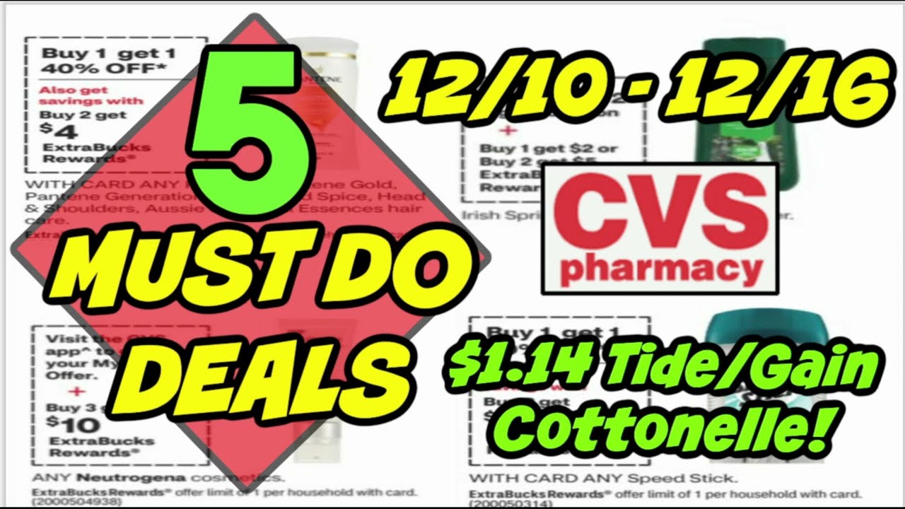 5 MUST DO CVS DEALS (12/10 - 12/16)  **Tide/Gain/Cottonelle for only  $1.14! 