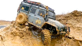 Muddy Off-road Battlefield: RC Chevrolet Blazer vs RC Land Rover Defender vs RC Jeep Comanche