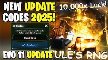 *NEW* ALL WORKING EVO 11 UPDATE CODES FOR JULES RNG IN 2025! ROBLOX JULES RNG CODES