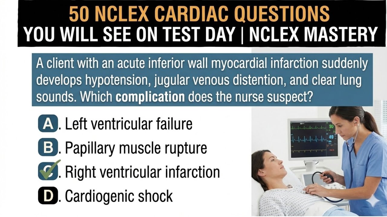 50 NCLEX Cardiac Questions You Will See on Test Day #2026   #education #study #explore #fypシ゚viral