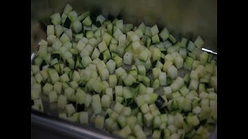 Zucchini dicing with 10x10mm / 3/8" x 3/8" dicing kit