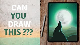 Easy Procreate Drawing Tutorial | Wolf Moon screenshot 1