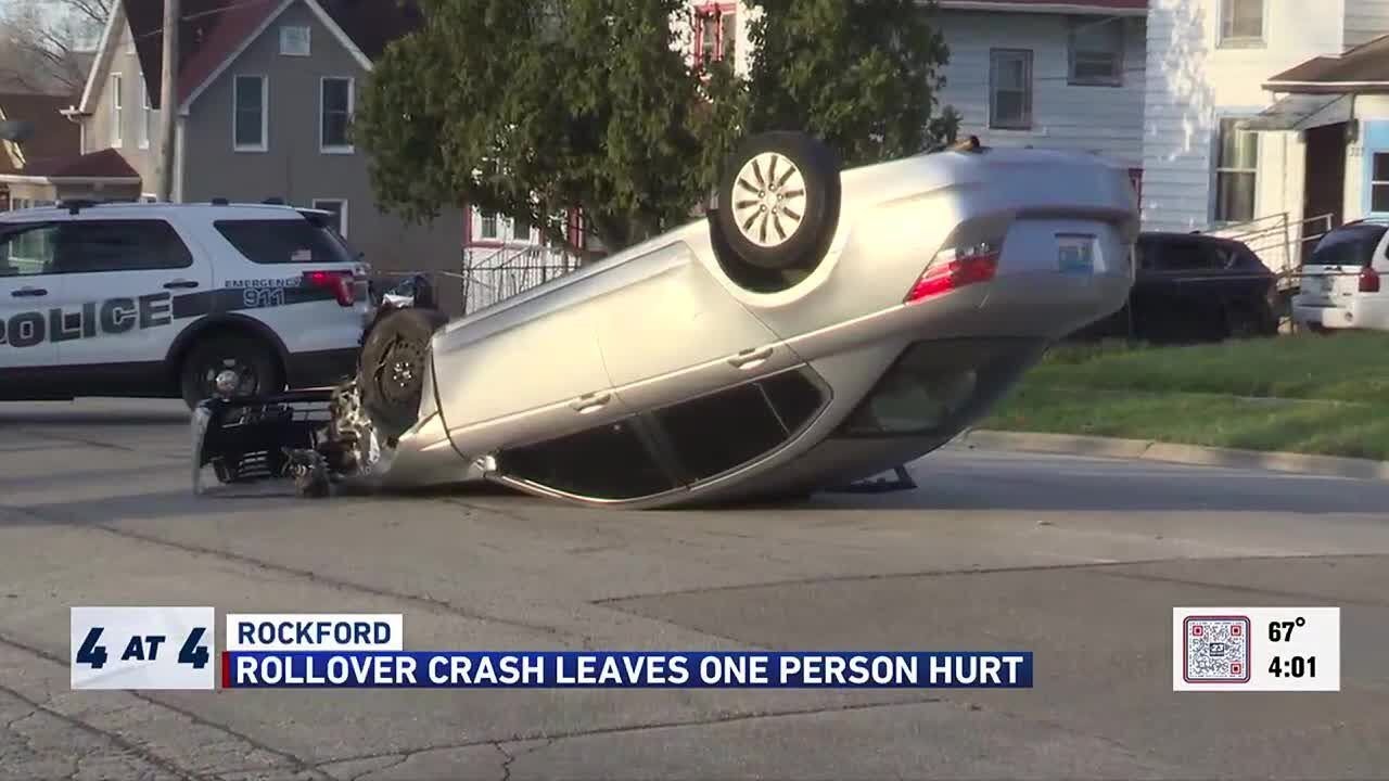Rollover crash in Rockford sends 1 to hospital - YouTube