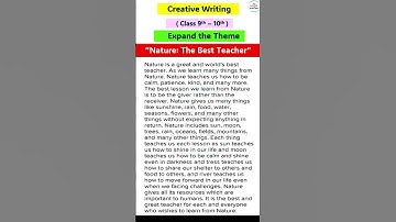 Expand the Theme Nature is the Best Teacher | How to write expand the theme 10th class