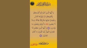 يا أيها الذين آمنوا قوا أنفسكم وأهليكم نارا). سورة التحريم بصوت القارئ الشيخ صلاح بوخاطر...💞💓🌹