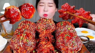 ASMR * SPICY BRAISED SCALLOP AND SMALL OCTOPUS 🔥 SPICY SEAFOOD & RICE & FRIED EGGS! MUKBANG