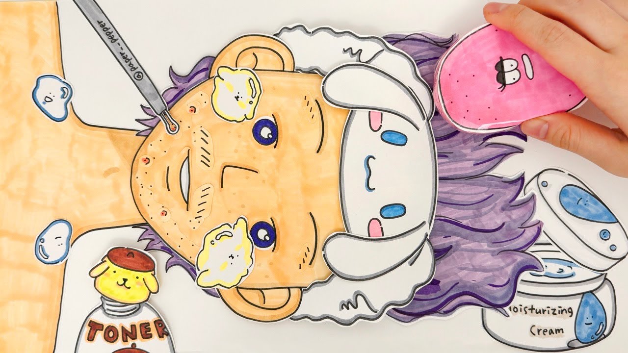 [🚀paper ASMR] 보기만해도 힐링되는 남친 피부관리 마사지 + 면도 💆‍♂️ Relaxing Massage and Skin Care + Shaving | paper diy