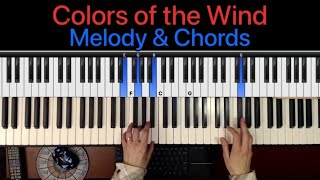 Colors of the Wind Piano Beginner | Pocahantas Melody &amp; Chords