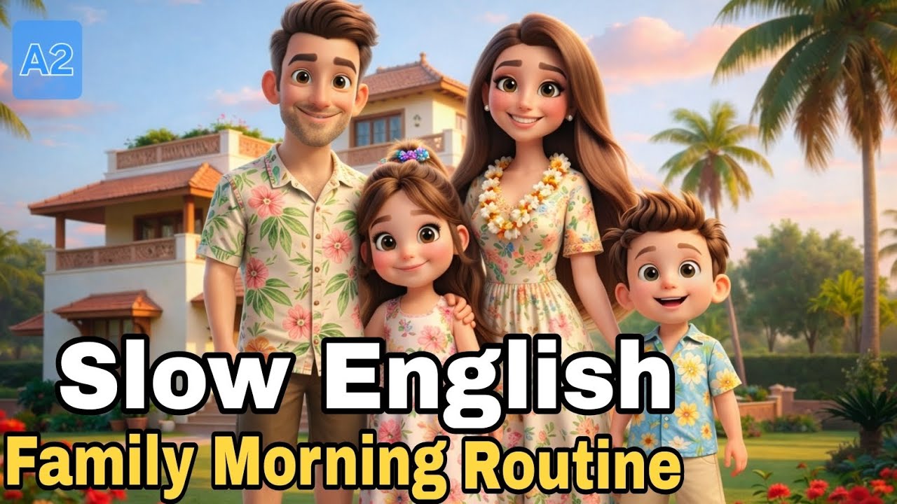 Family Morning Routine | Easy English listening (A1-A2 Level) | Daily Life English #englishspeaking 