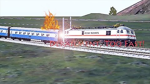 Indian Train WAP-7 in Port of Call Got Derailment Because Too Fast - Train Sim