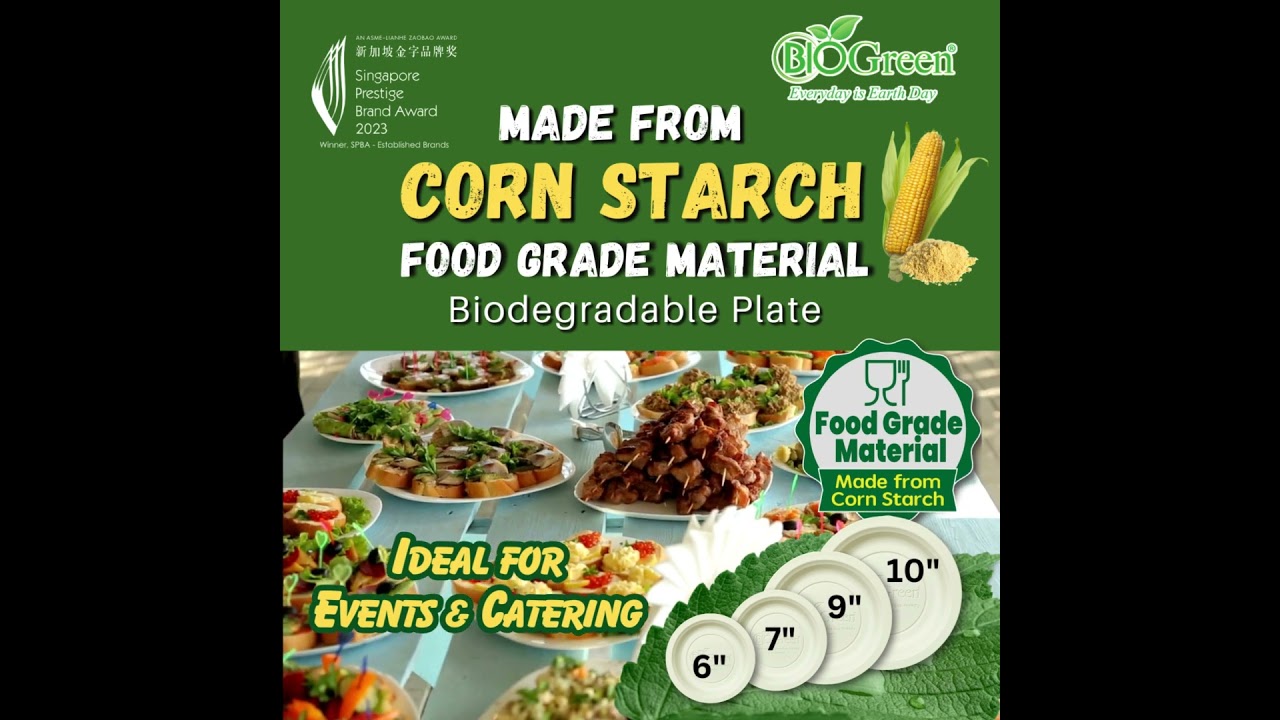 BIOGreen biodegradable, eco-friendly disposable tableware plates. – available in 4 sizes