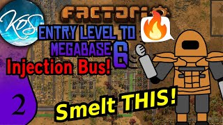 Factorio - Entry Level to Megabase 6: Injection Bus 2 - SETTING UP SMELTING - Guide, Tutorial