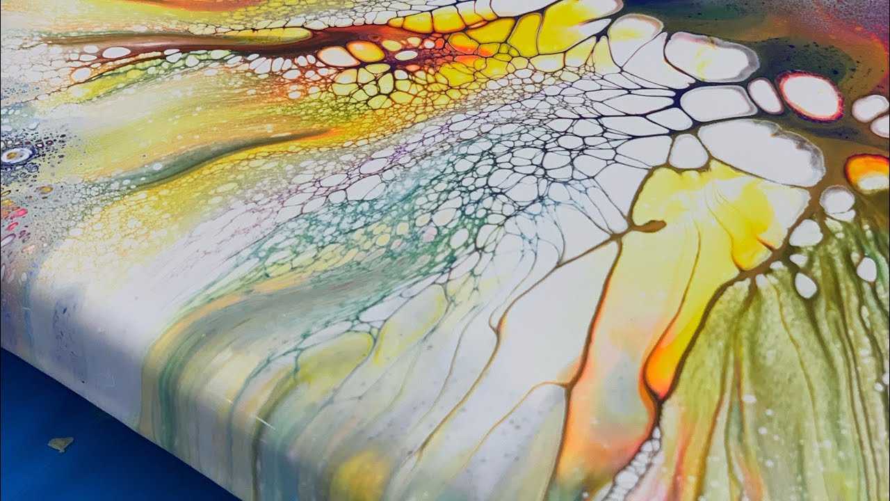 Interesting Cell Reaction ~ Testing New Pouring Medium ~ Acrylic Pour  Painting with Hair Dryer_If you're looking for an interesting way to paint  with fluid acrylics, then check out this video! 