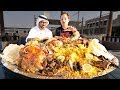 Dubai food  rare camel platter  whole camel w rice  eggs  traditional emirati cuisine in uae