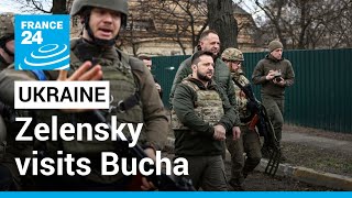 President Zelensky visits Bucha, denounces killings as 'genocide' • FRANCE 24 English