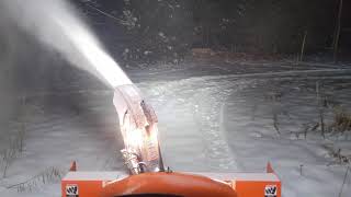 Kubota BX23S Snowblowing at night