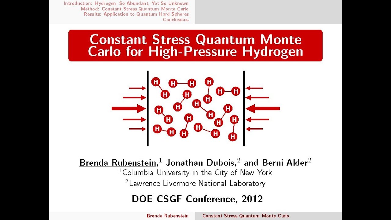 DOE CSGF 2012 Constantstress Quantum Monte Carlo for HighPressure