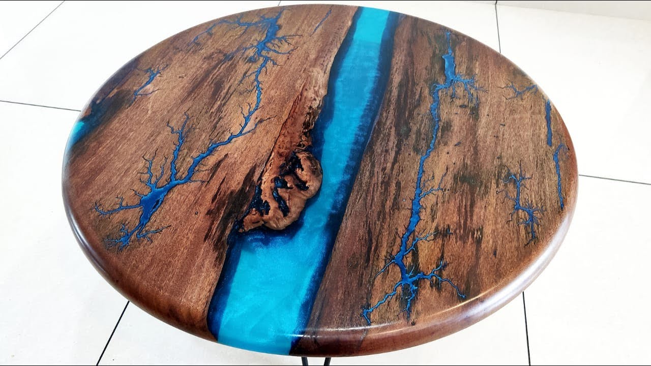 Resin Lichtenberg Figure Live Edge Oak Table Standard Depth by Cutting Edge  Creations