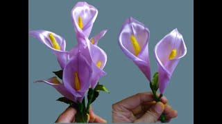 How to Make Lily Flower From Satin Ribbon | DIY