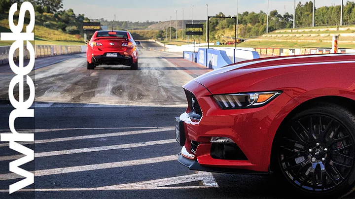 Ford Mustang GT v Holden Commodore SS-V Redline drag race | New Car Comparison | Wheels Australia