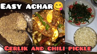 Gerlik and chili pickle#Lahsun kacha mirchi achar😋 manalisha all's