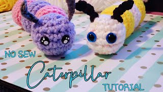 How to Crochet an Easy Caterpillar Tutorial🐛 No Sew Pattern!!