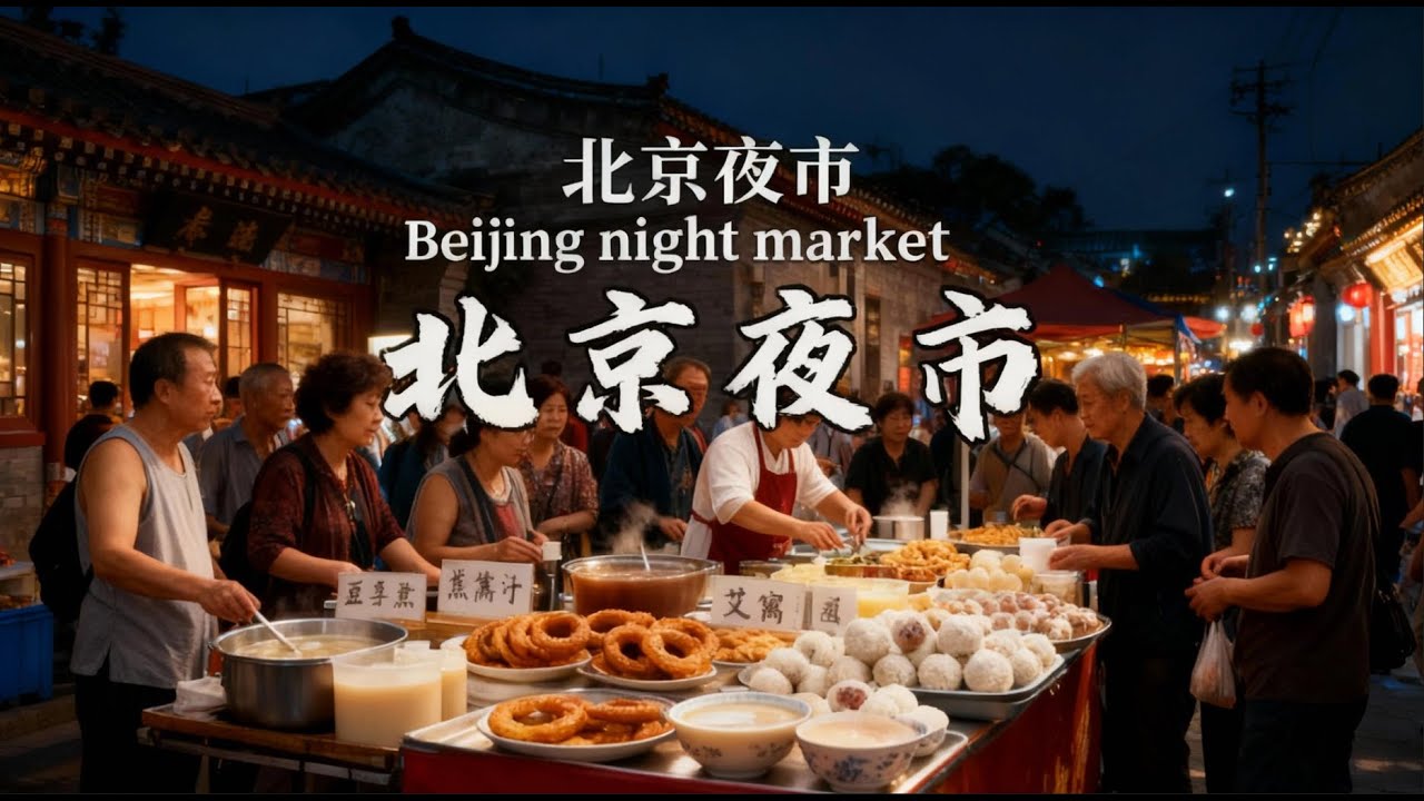 北京市，前門夜市美食街，全聚德烤鴨/尹三荳汁/方磚廠69號炸醬麵/都一處燒麥館/門釘肉餅/爆肚馮/北京稻香村傳統糕點/張一元茶葉/六必居