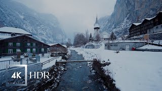 Lauterbrunnen, Switzerland ❄ Winter, Walking Tour in the Snow, HDR