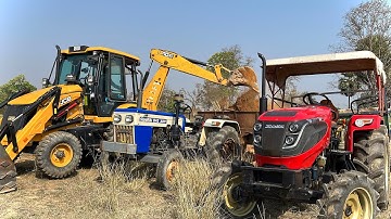 JCB 3DX Backhoe Eco Machine Loading Mud In Mahindra DI And Swaraj XM Tractor Trolley | Jcb Tractor