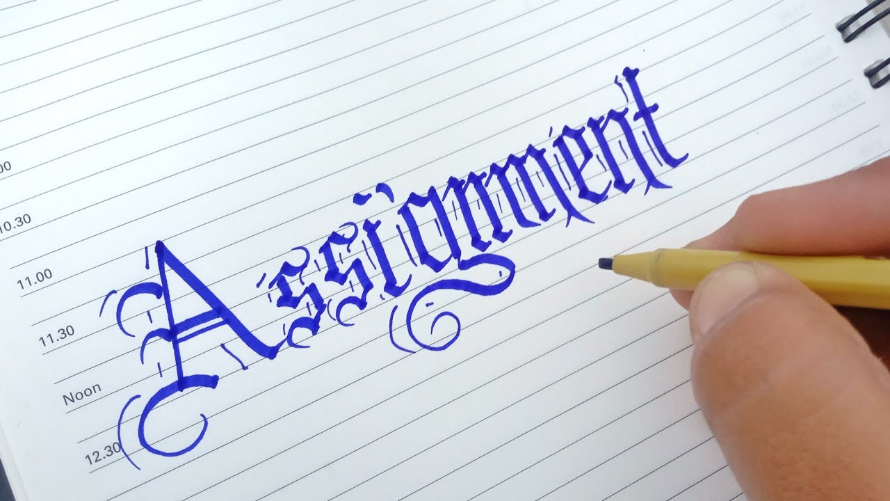 how to write the word assignment in calligraphy