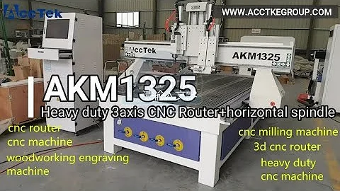 Heavy duty 3 axis cnc router AKM1325 with horizontal spindle