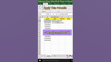 Extract⚡Day Month Year⚡from Date in Excel #shorts #excel #exceltips #exceltricks #viral #video