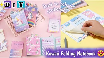 DIY Kawaii Folding Notebook 🦄😍 #craftersworld #journal #stickynotes #unicorn #diycraft #stickerbook