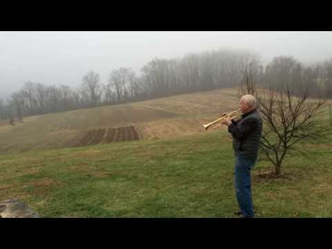 Grandfather playing Reveille/First Call at the farm