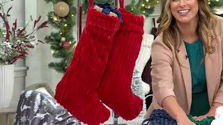 Home Reflections Set of 2 Ribbed Plush Stockings on QVC