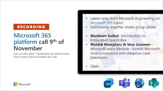 Microsoft 365 Platform Community Call – 9th of November, 2021