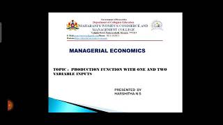 production function with one and Two variable inputs
