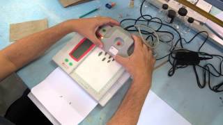 Small leaf area being measured by special scanner
